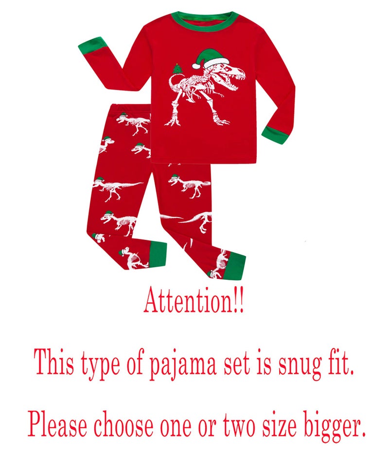 KikizYe Christmas Pajamas Little Boys Dinosaur Long Sleeve Cotton Pjs Cotton Toddler Xmas Sleepwears Size 2T - Image 2